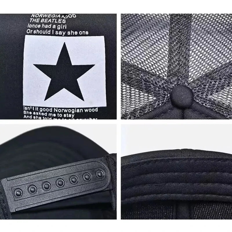 Snapback Mesh Trucker Hat — Y2K Dad-Cap Hip-Hop Streetwear Outdoor Casual Sun Hat — view 3 of hats & caps