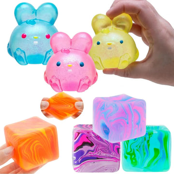 Ice Cube Sensory Fidget Toy — Squishy Stress-Relief Rabbit Squeeze Toy