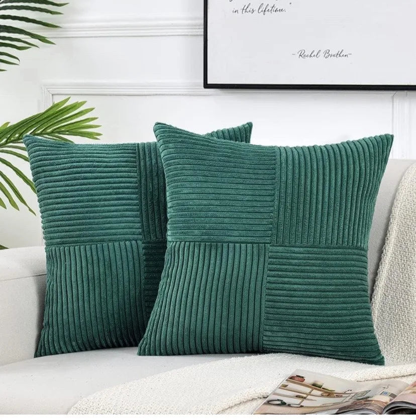 Rust Boho Corduroy Throw Pillow Cover &mdash; 18&times;18 in Terracotta Patchwork Accent Cushion — view 11 of cushion covers & pillow cases