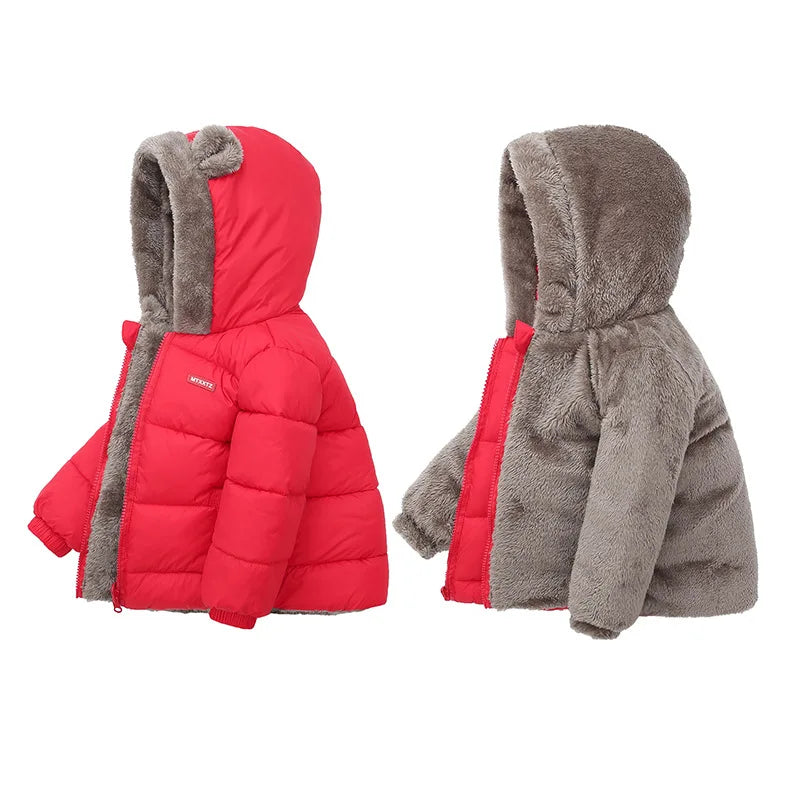 Children Coat Winter Thicken Warm Down Jacket Boys Girls Zipper Hooded Kids Jacket Coats Outwear Children Clothing