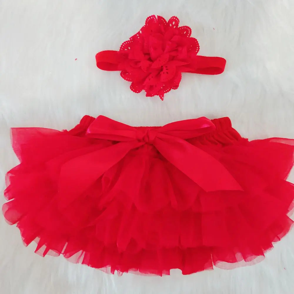 Baby Cotton Chiffon Ruffle Bloomers - Newborn Diaper Cover with Bow — view 3 of baby bottoms