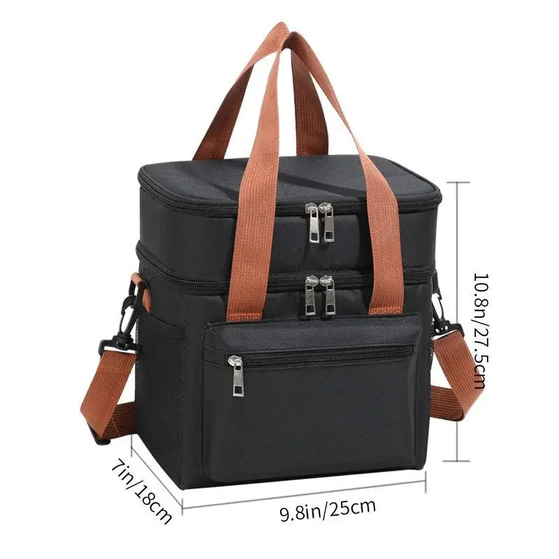 Double-Layer Thermal Lunch Bag - Insulated Crossbody Tote for Meals & Drinks — view 8 of lunch bags