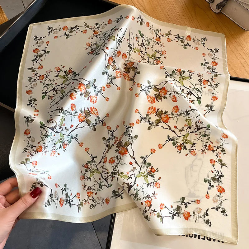 Silk Scarf Small Square 2026 Pashmina — 53×53cm Geometric Trending Palette Bandana Hair Scarf