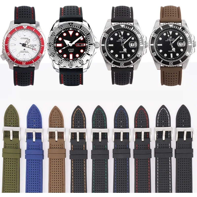 Soft Silicone Rubber Watch Strap — 20mm 22mm 24mm Waterproof Sport Band for Men & Women — view 2 of watch straps