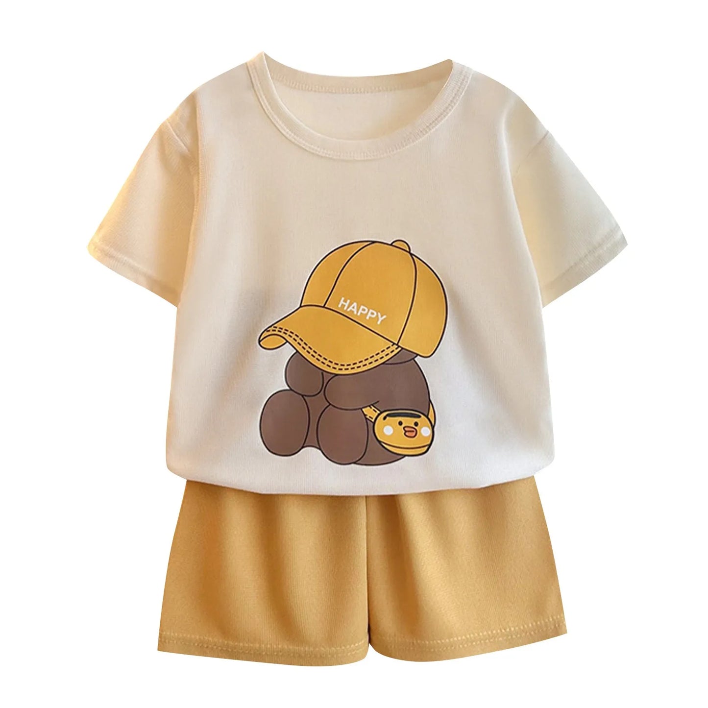Boys Tracksuit 2-Piece Set - Bear Tee & Shorts Summer Outfit — view 4 of boys sets