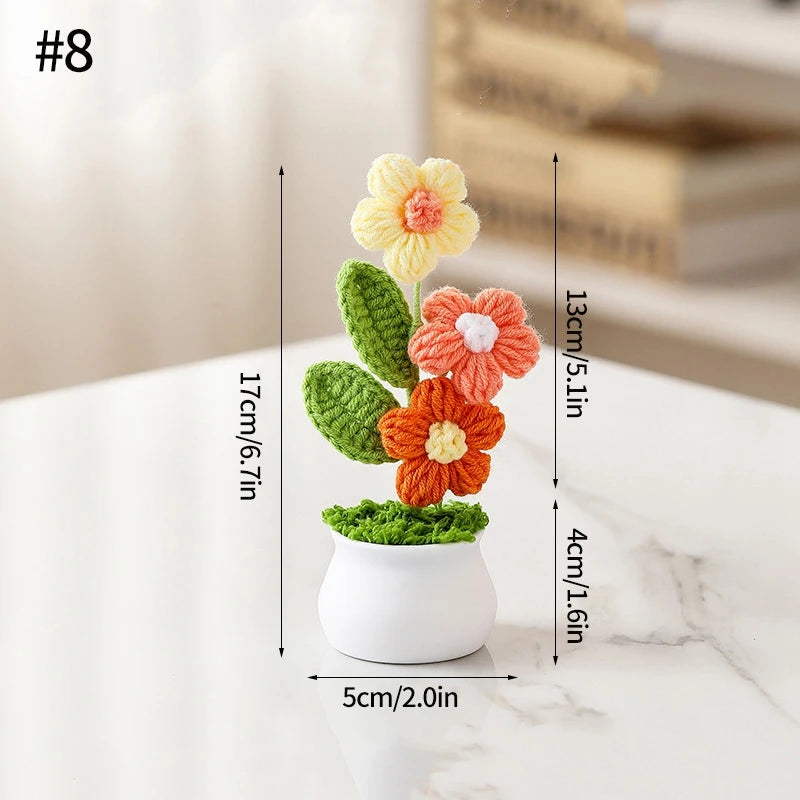 Home Decor Handmade Crochet Potted Plant — Cute Mini Faux Flower for Car, Desk & Office — view 7 of home decor