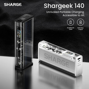 SHARGE 140W 20,000mAh Transparent Laptop Power Bank — Smart Display Cyberpunk — view 1 of power banks