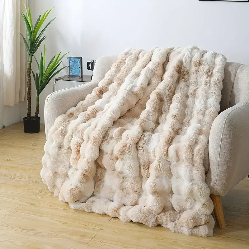 Faux Rabbit Fleece Throw Blanket — Cozy Warm Soft Sofa & Bedroom Blanket — view 5 of cushion covers & pillow cases