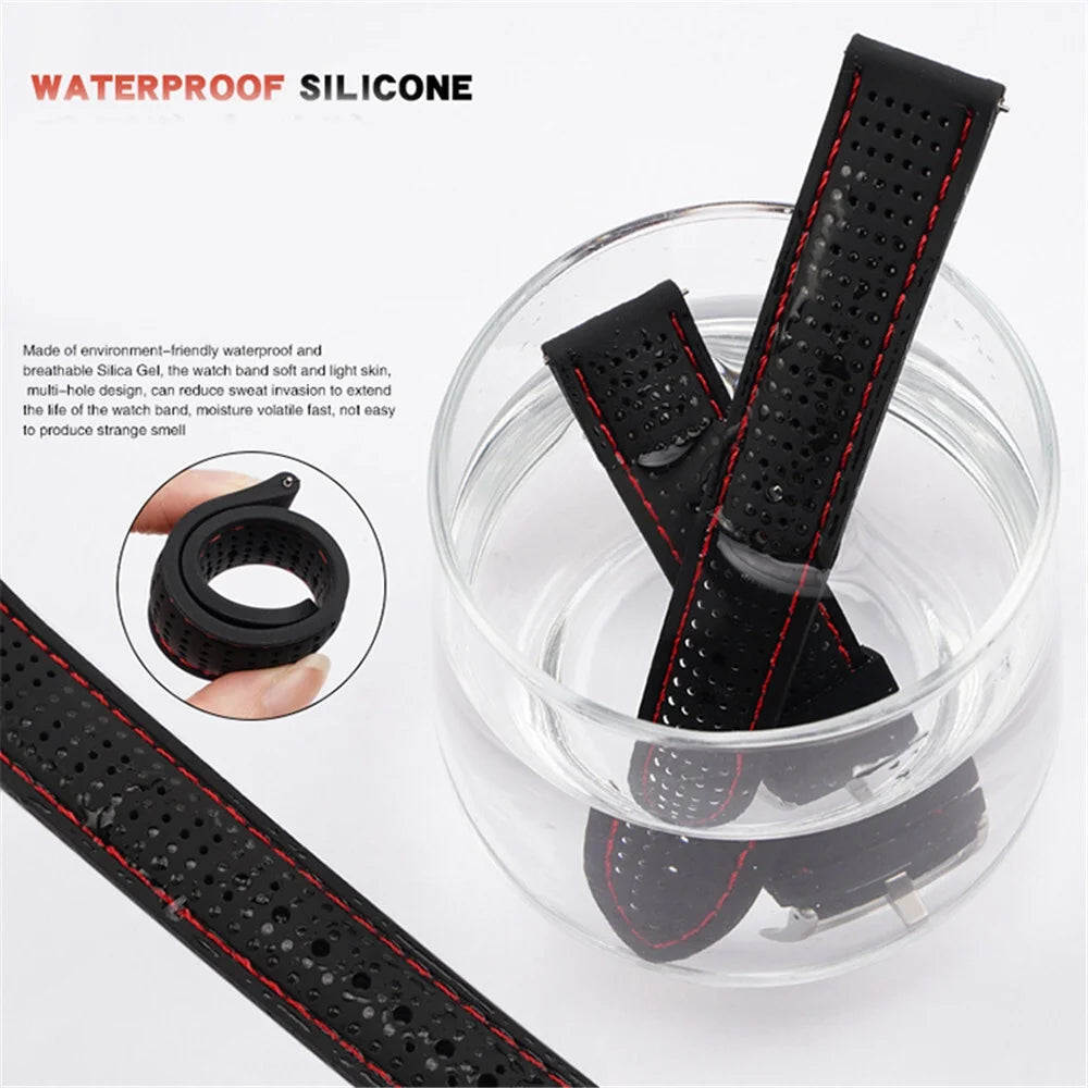 Soft Silicone Rubber Watch Strap — 20mm 22mm 24mm Waterproof Sport Band for Men & Women — view 5 of watch straps