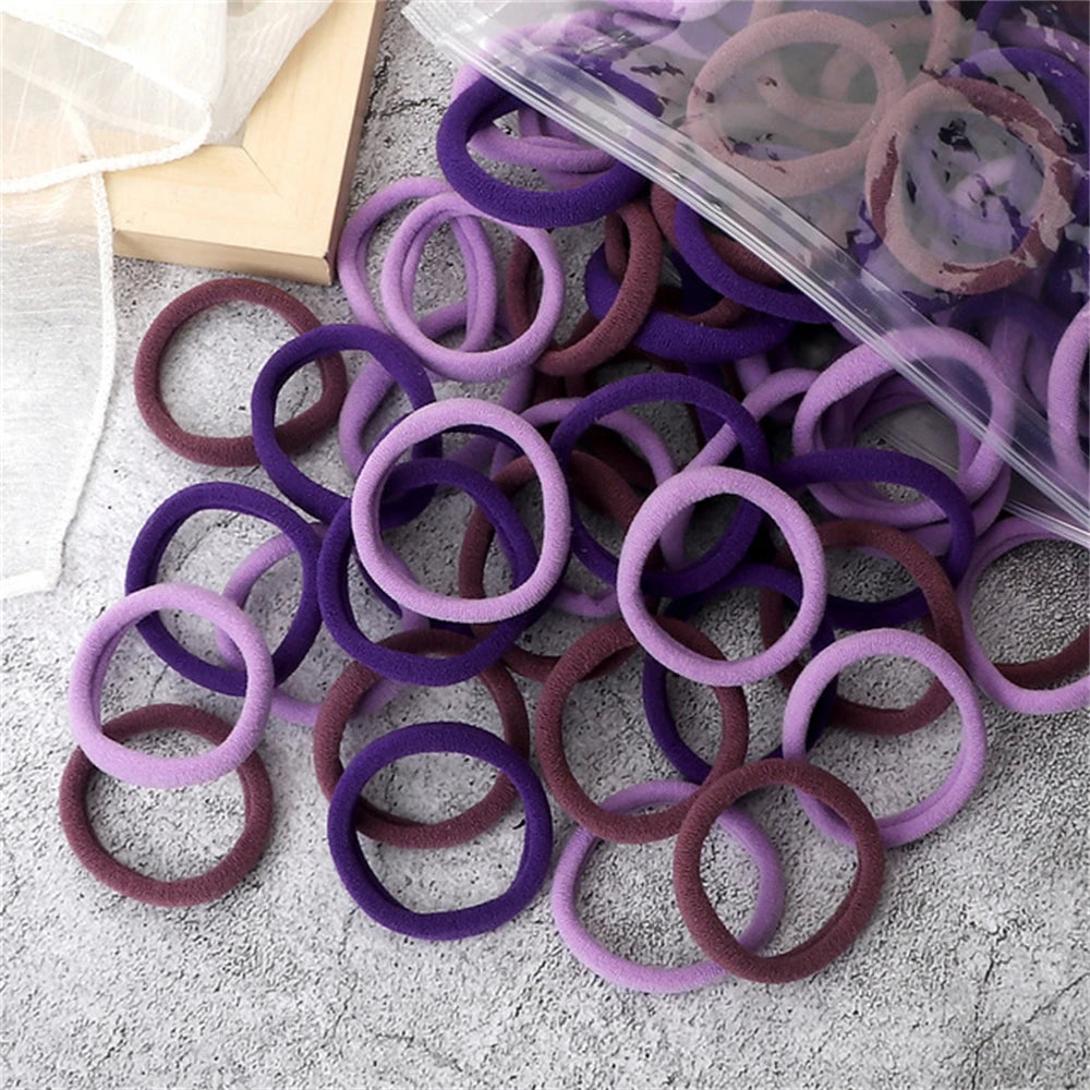 50pcs Black Elastic Hair Band Leagues Ties Colets Scrunchies Springs Gum Accessory For Girl Women No Damage Pigtails Holder Set — view 18 of product
