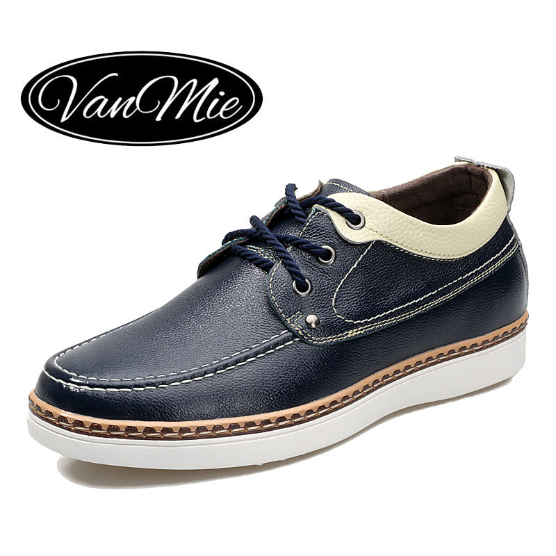 Vanmie Casual Men Shoes Genuine Leather Black Men Shoes