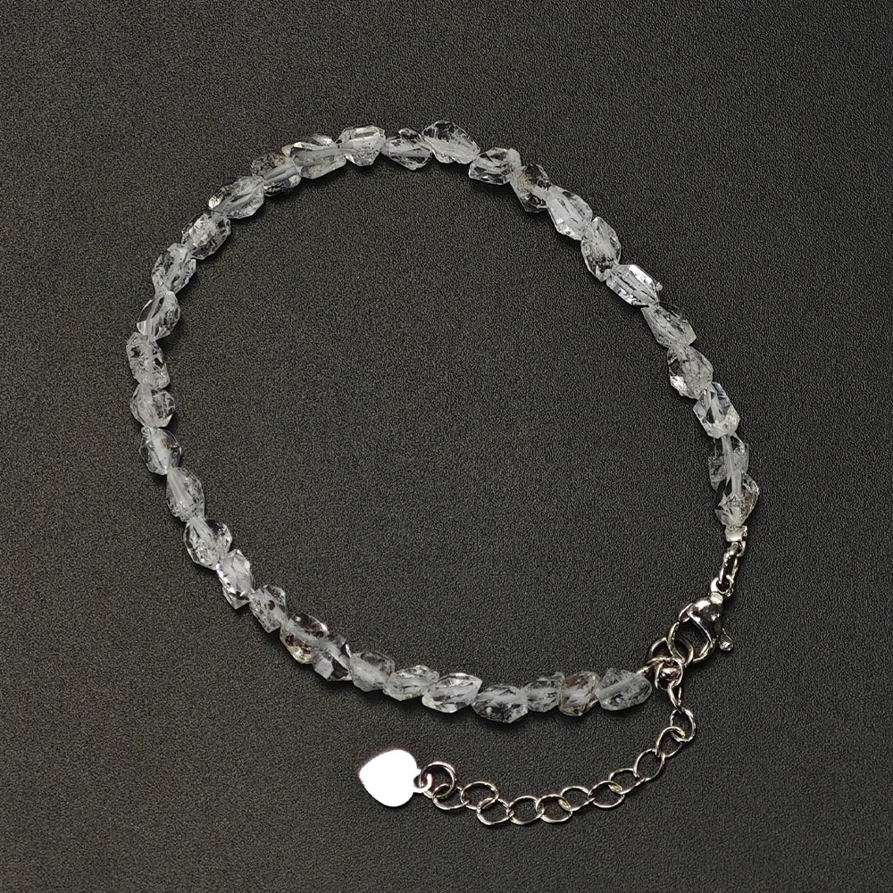 Crystal & Gemstone Herkimer Diamond Bracelet — Double-Pointed Quartz Hand Chain Jewelry — view 7 of crystal & gemstone