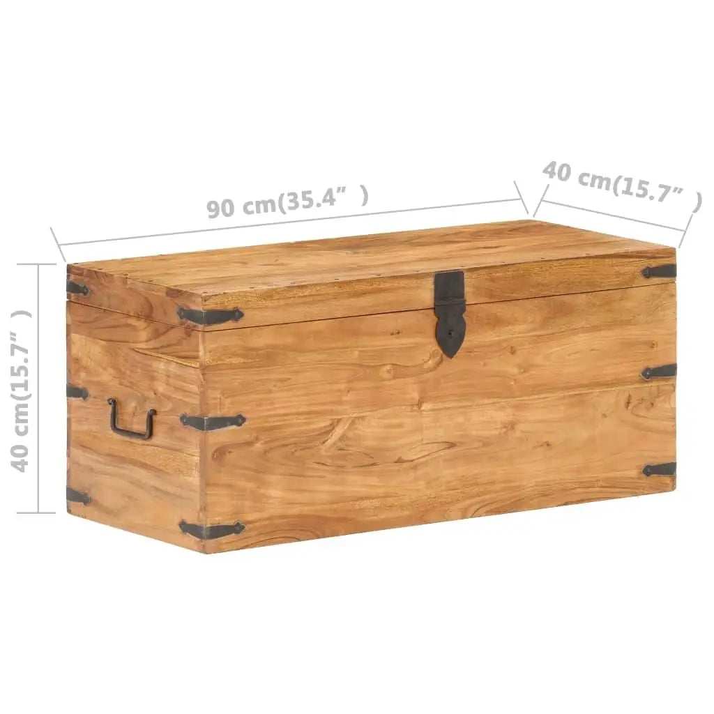 35.4"x15.7"x15.7" Solid Acacia Wood Chest – Durable Home Storage & Decorative Trunk