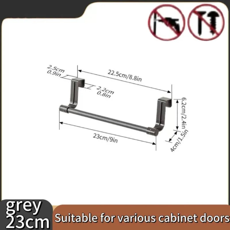 Stainless Steel Cabinet-Door Towel Bar — Kitchen & Bathroom Hanging Wipe Rack — view 7 of kitchen gadgets