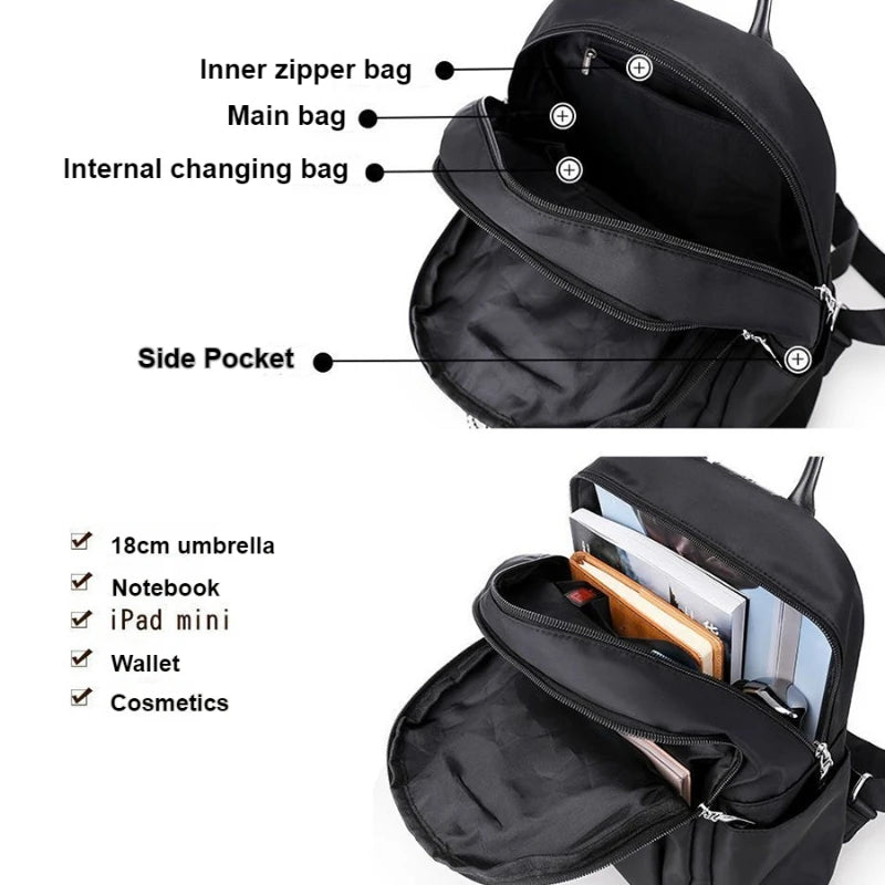 Women's Trendy Oxford Backpack - Casual Teen School Bag with Charm Detail — view 4 of backpacks