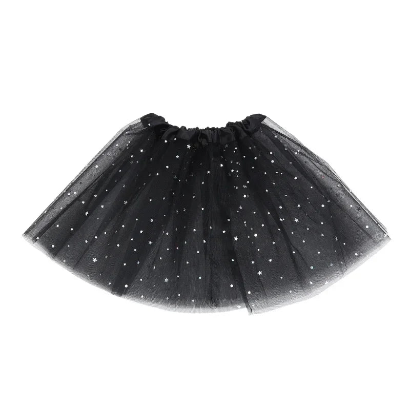 Kids Glitter Tulle Star Tutu Skirt - 3-Layer Sequin Dance Skirt for Girls — view 8 of tutus