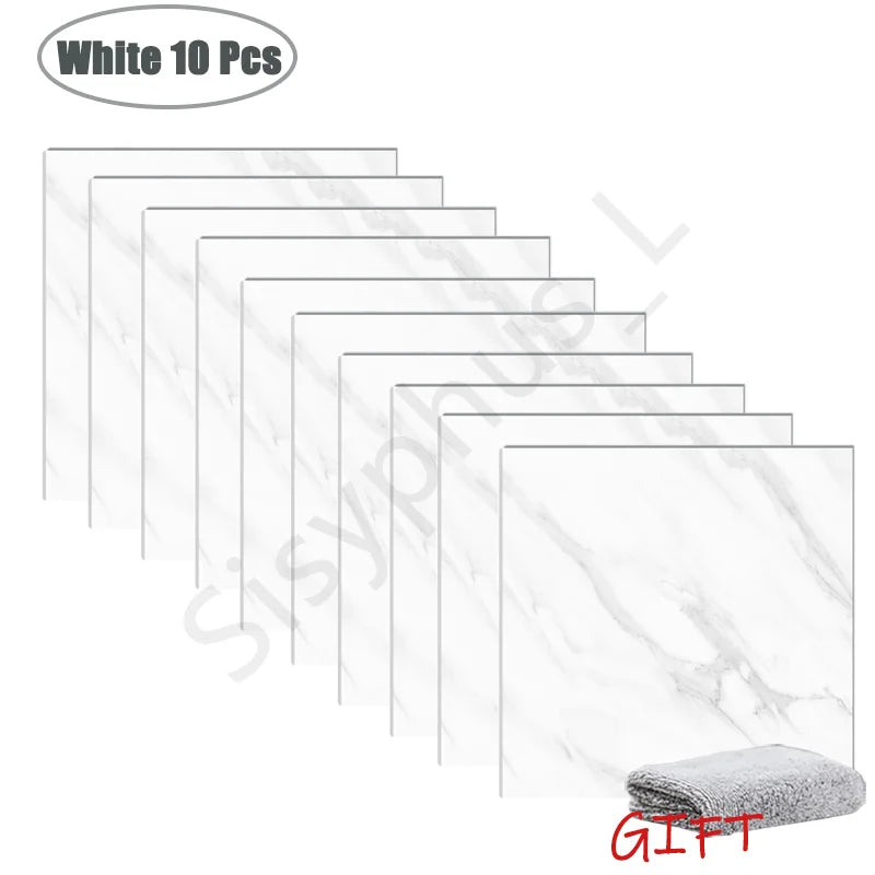 PVC Marble Peel-and-Stick Wall & Tile Stickers (10–50PCS) – Waterproof Self-Adhesive Floor & Backsplash Decor