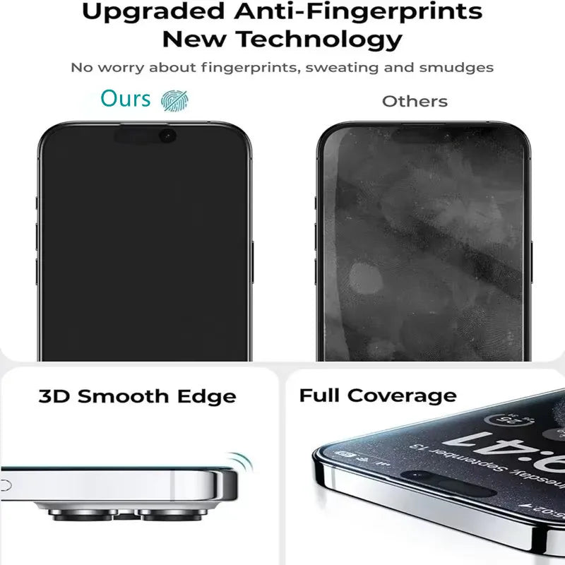 3Pcs Oleophobic Matte Screen Protector for iPhone 11-17 Pro Max Anti-Glare — view 3 of screen protectors