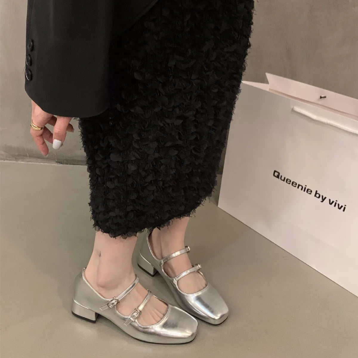 Flats & Ballet — Retro Mary Jane Heel Flats, Glossy Comfort Single-Strap Pumps — view 3 of flats & ballet