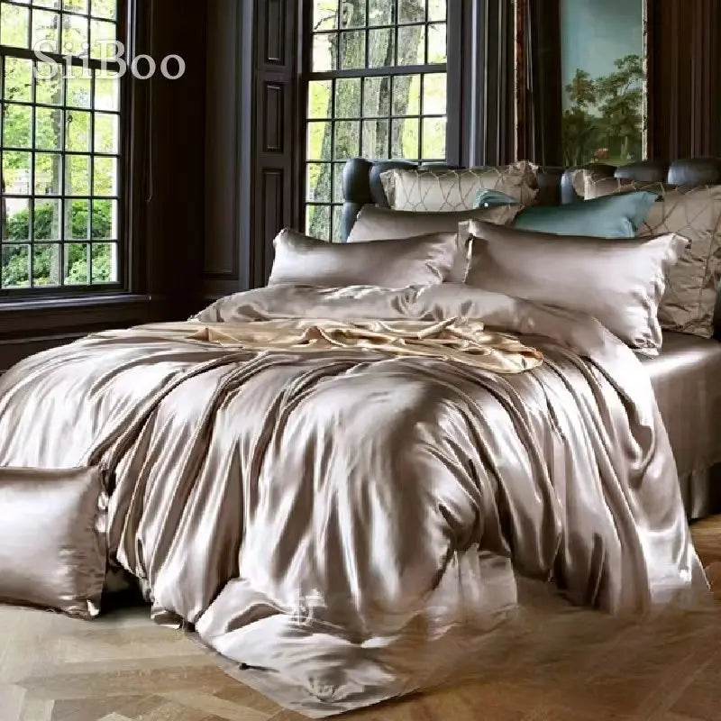 25mm thick natural silk bedding sheet duvet cover set luxurious gift Italy style home decoration sp6642
