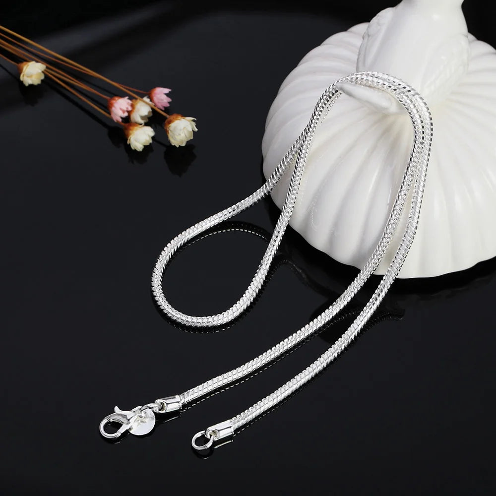 Unisex 925 Sterling Silver Snake Chain Necklace — 1-3mm Solid Fashion Jewelry