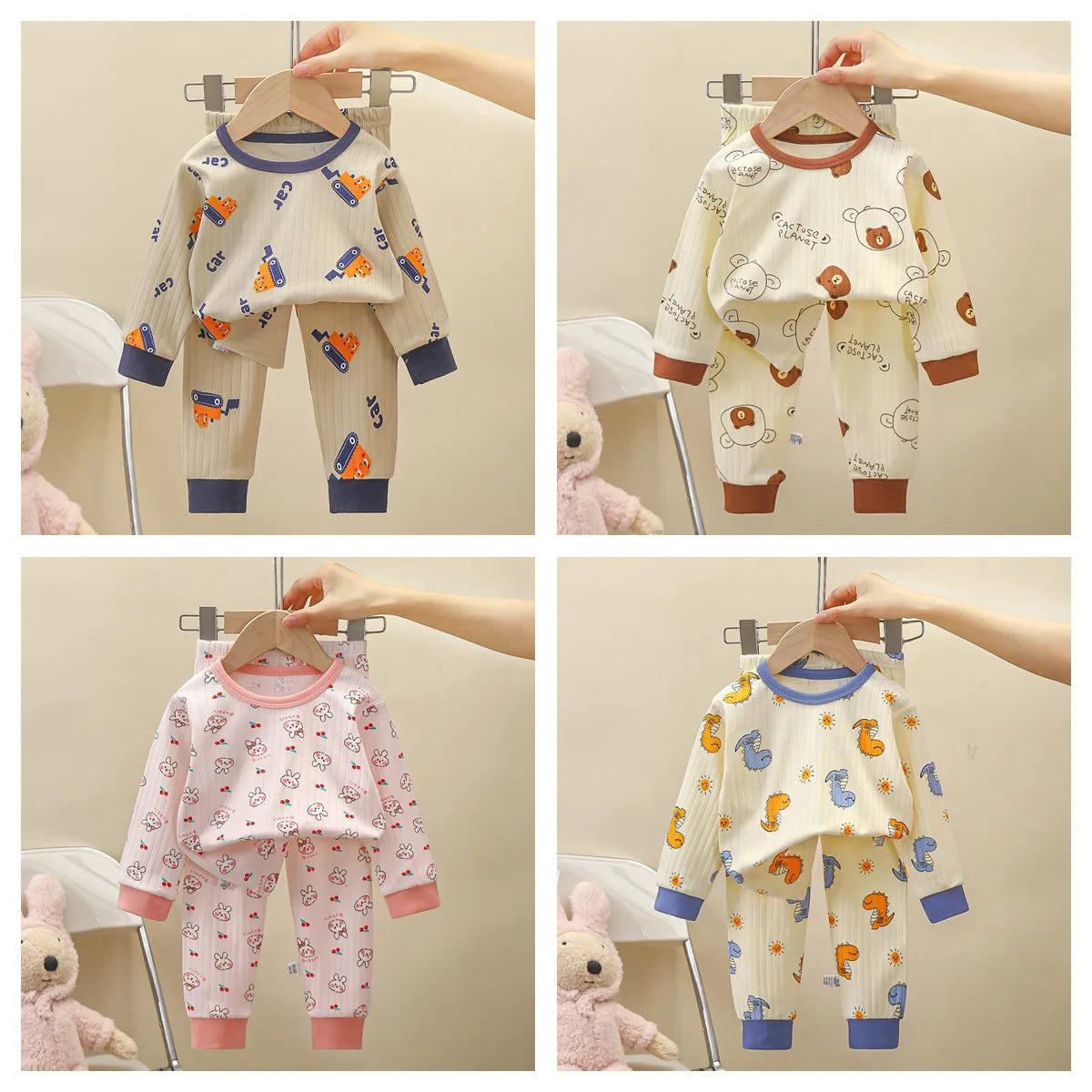 Children's Underwear Set 2pcs Baby Autumn Winter Clothes Boys Girls Long Sleeve Cotton