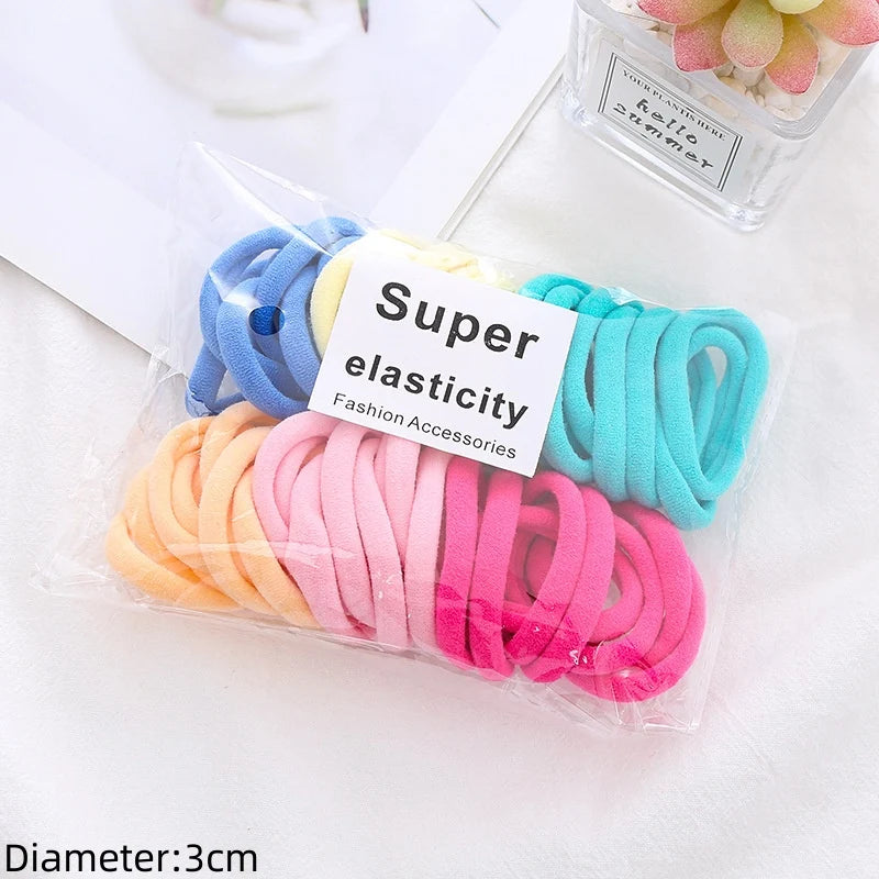 Black Elastic Hair Tie Set - 50pc No-Damage Hair Bands for Women