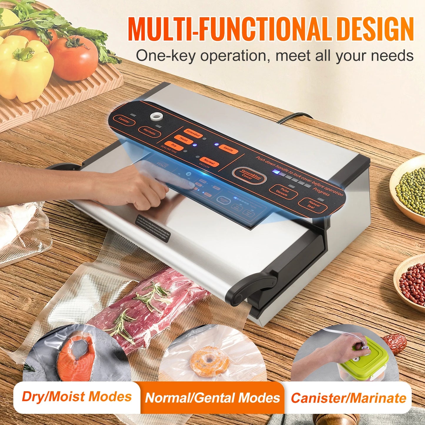 SucceBuy Commercial Vacuum Sealer Machine – Automatic Food Packaging with Bag Roll Storage & Cutter