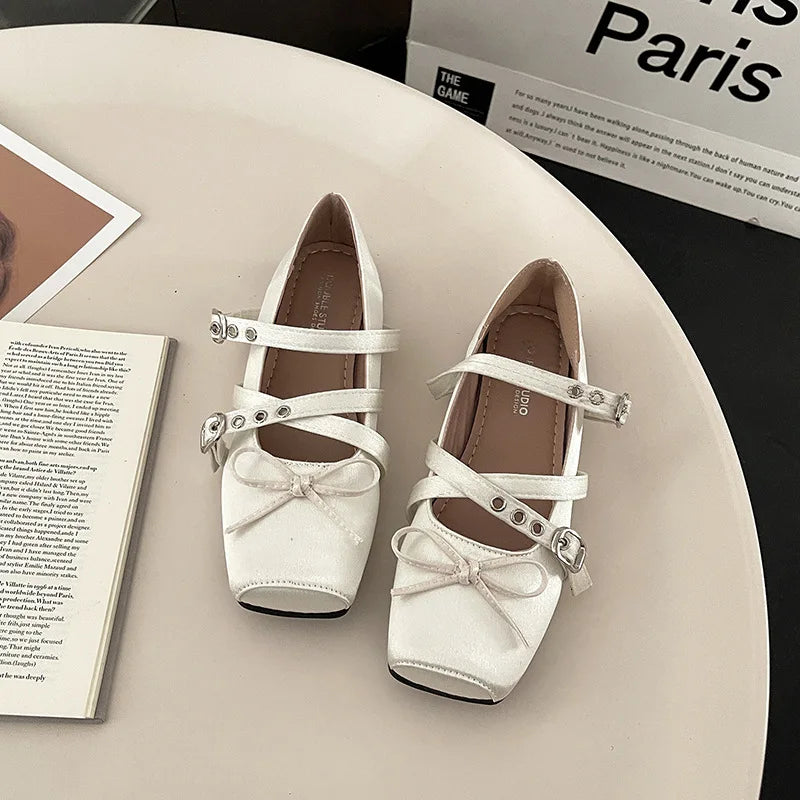 Flats & Ballet — Square-Head Mary Jane Ballet Flats, Summer Slip-On Casual Shoes — view 8 of flats & ballet