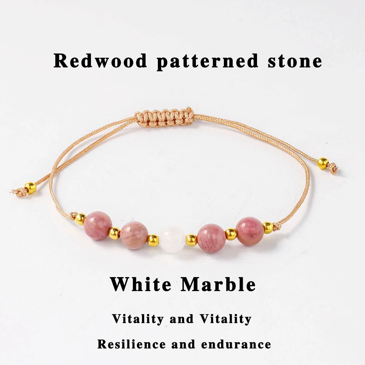 Crystal & Gemstone Amethyst Bracelet — Natural Woven Bead String Crystal Jewelry — view 7 of crystal & gemstone