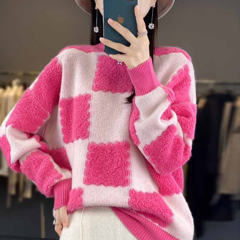 Winter Thick Jumper Female Pullover Long Sleeve 100% Woolen Woman's Sweaters Loose Large Size