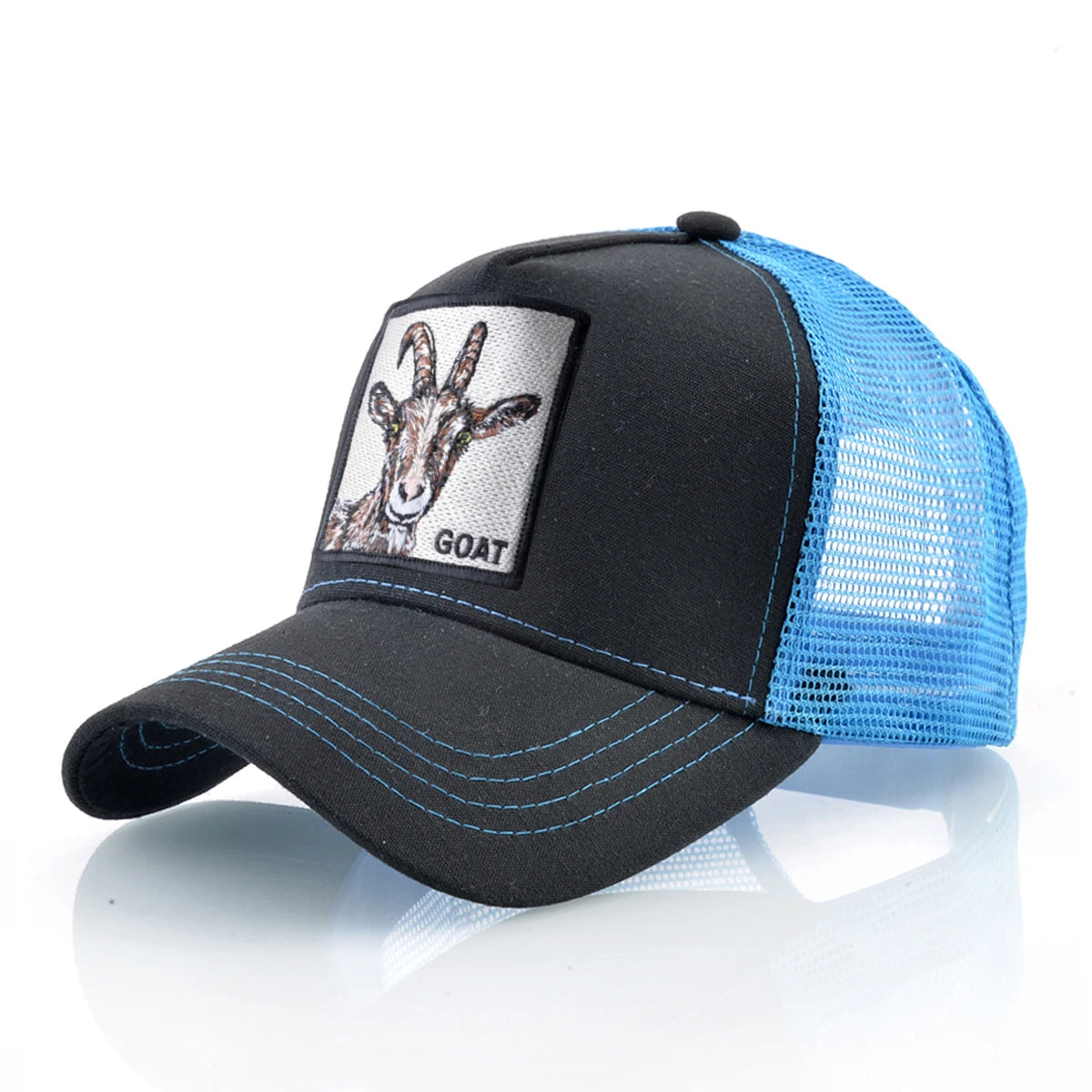Goat Patch Trucker Cap - Four-Seasons Adjustable Snapback Baseball Hat — view 13 of trucker caps