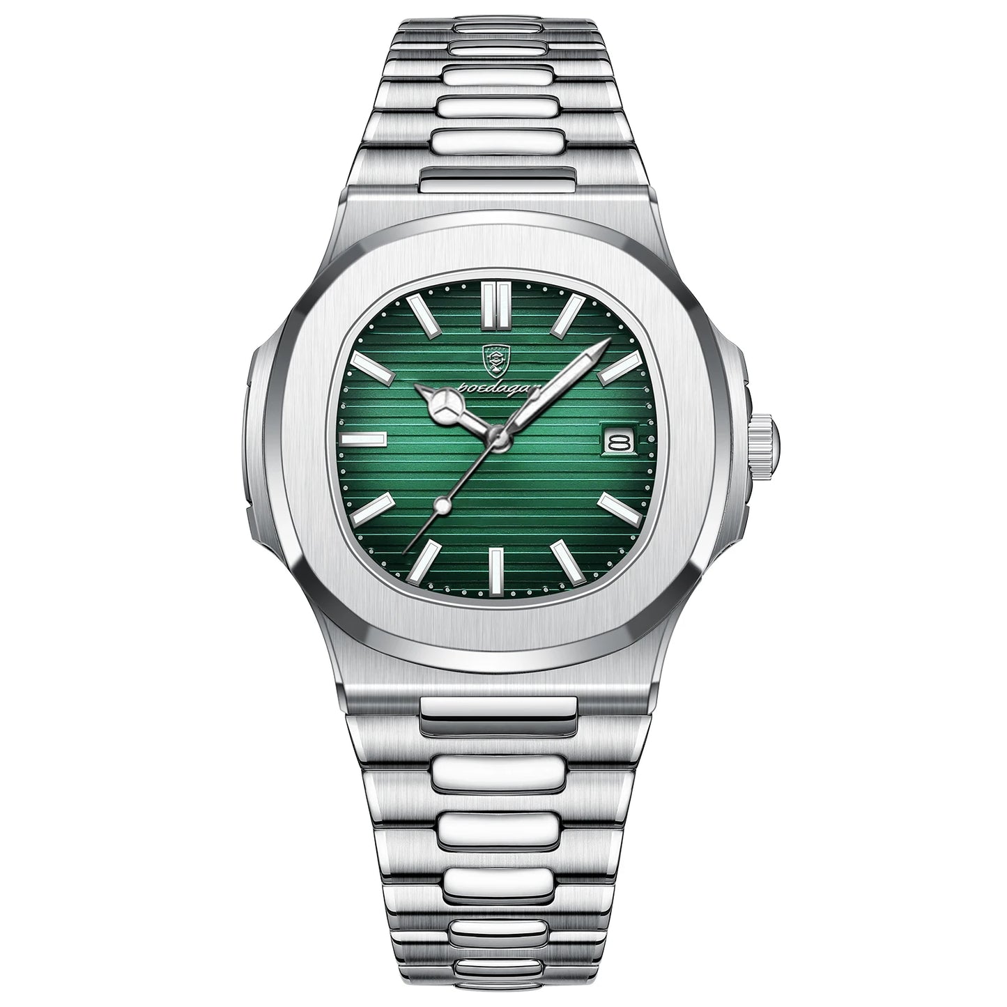 POEDAGAR Men's Square Luxury Watch — Waterproof Luminous Stainless Steel Sport Quartz Wristwatch — view 7 of watches