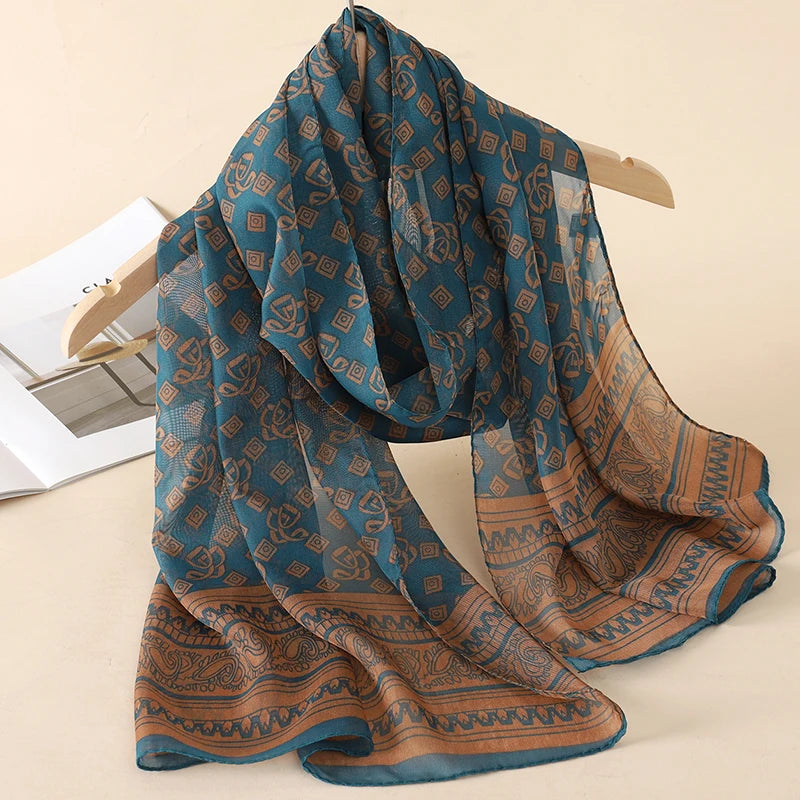 Printed Chiffon Scarf — Lightweight Sun-Protection Beach Shawl Wrap — view 10 of scarves