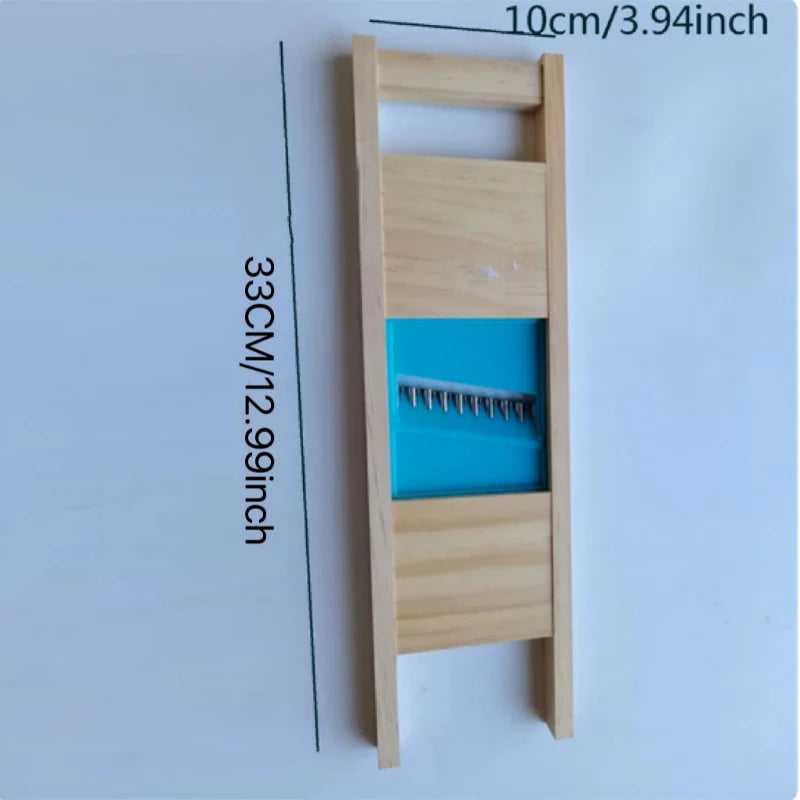 Fries Grid Potato Cutter with Wooden Push Block — Stainless Steel Chip Shredder — view 3 of kitchen gadgets