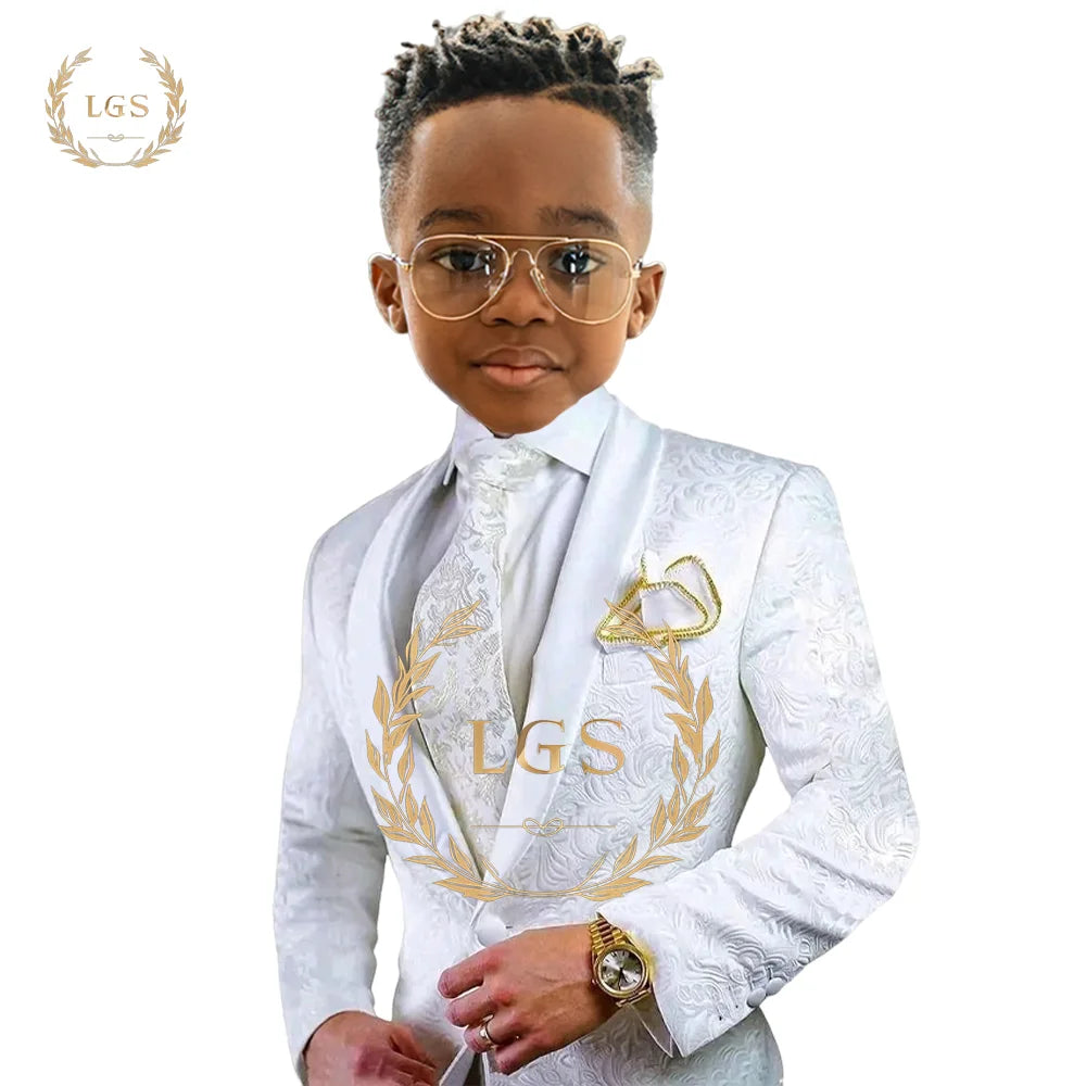 Boys Printed Dress 2 Piece Set (Coat and Pants) Customized Children's Wedding Party Banquet Cocktail Party Suit Set