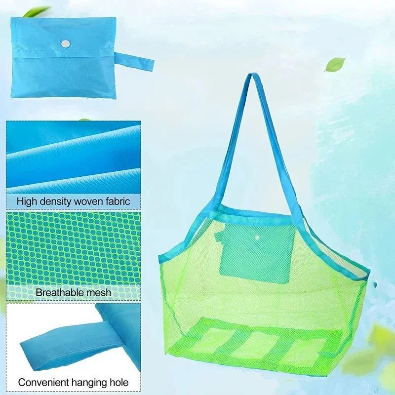 Multicolor Mesh Beach Bag - Sand-Away Kids Beach Toy Tote with Hanging Hole — view 3 of beach bags