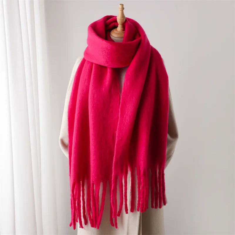 Winter Scarf Women Chunky Tassel — Cashmere Warm Pashmina Blanket Wrap Big Tassel Long Poncho — view 13 of scarves & wraps