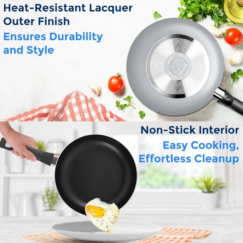 Piece Non-Stick Cookware Set – Black Kitchen Pots & Pans with Heat-Resistant Coating