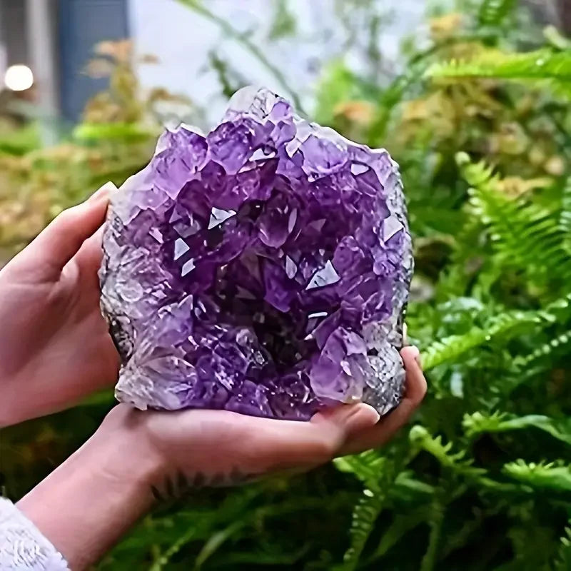 Crystal & Gemstone Purple Amethyst Cluster — Natural Raw Stone Ornament for Home & Office