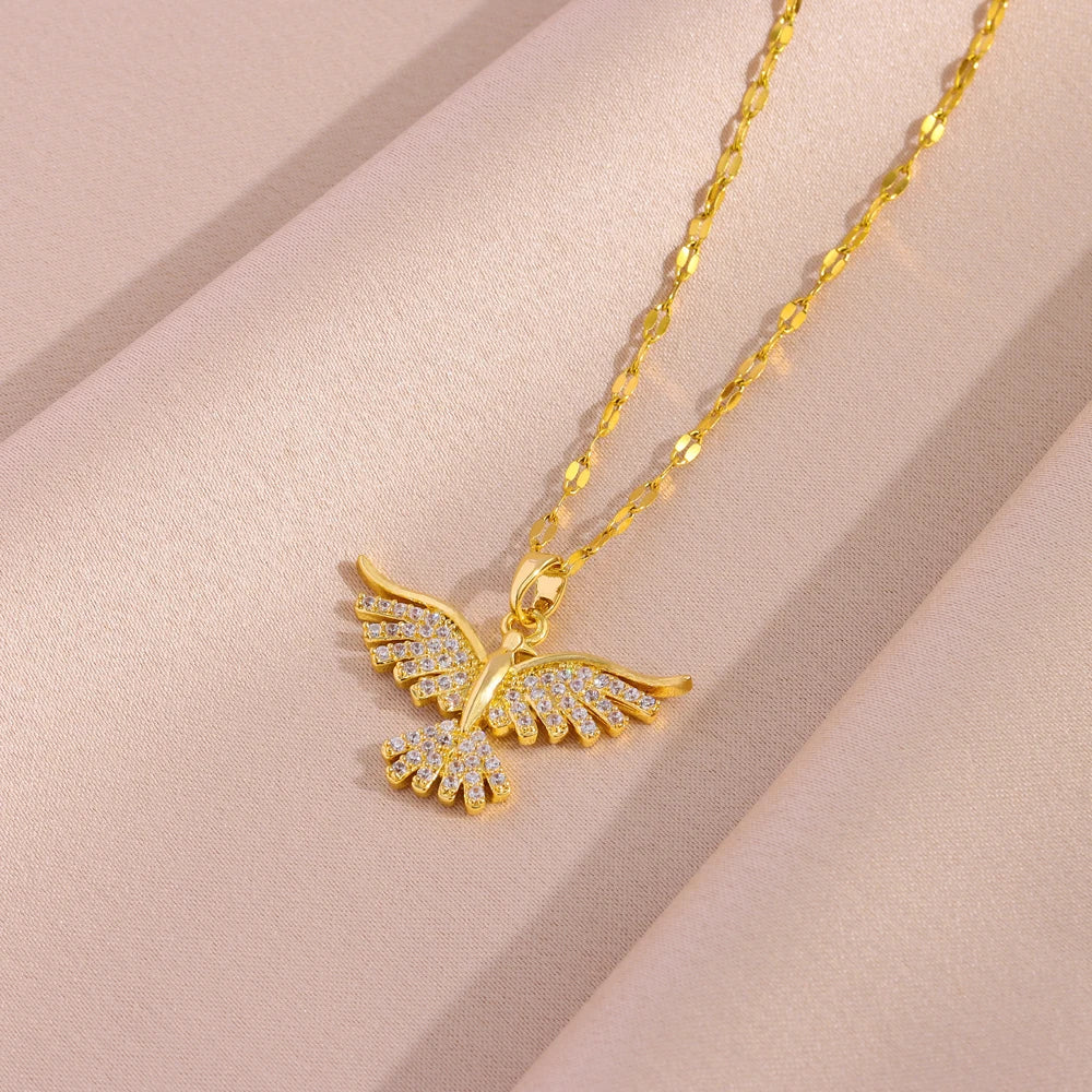 Women's Vintage Phoenix Pendant Necklace — 18K Gold Plated Retro Jewelry — view 5 of jewelry