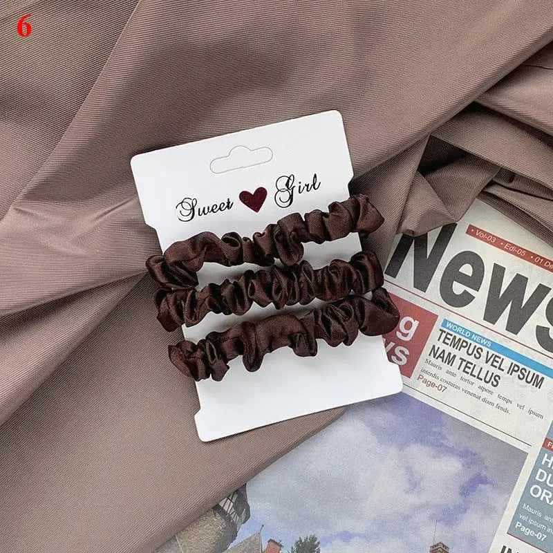 3pcs Beautiful Rubber Hair bands Hair tie Hair Accessories Satin Elastic Pigtails Ponytail Summer Women Children Candy Color — view 11 of product