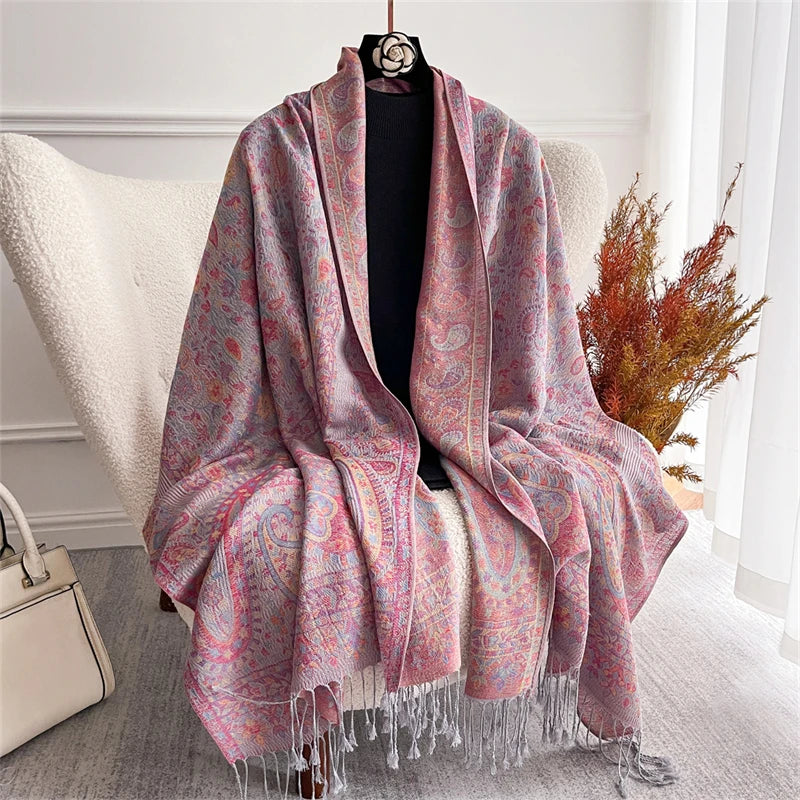 Pashmina Scarf in 58 Signature Shades — Cashmere-Feel Women's Tassel Shawl Wrap Color Stack