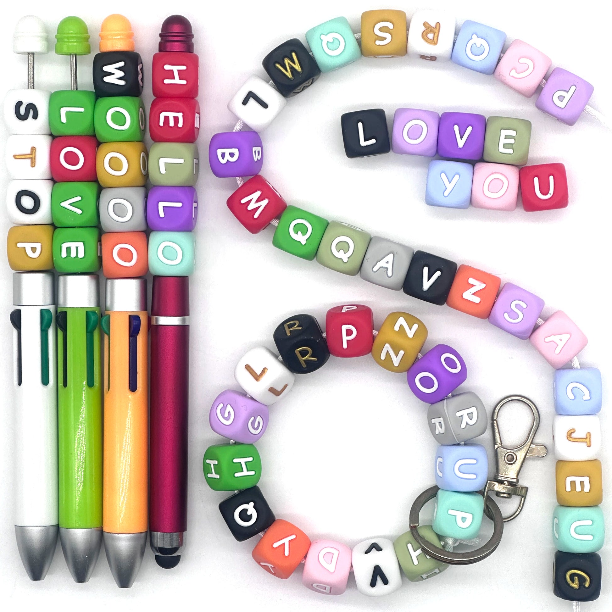 Pearl & Silicone Letter Beads 78pc 12mm — DIY Necklace Bracelet & Pen Charms — view 6 of beads