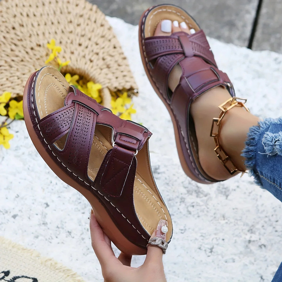 Summer Sandals Striped Fisherman — Arch-Support Closed-Toe Slides (2026 Trend) — view 1 of summer sandals
