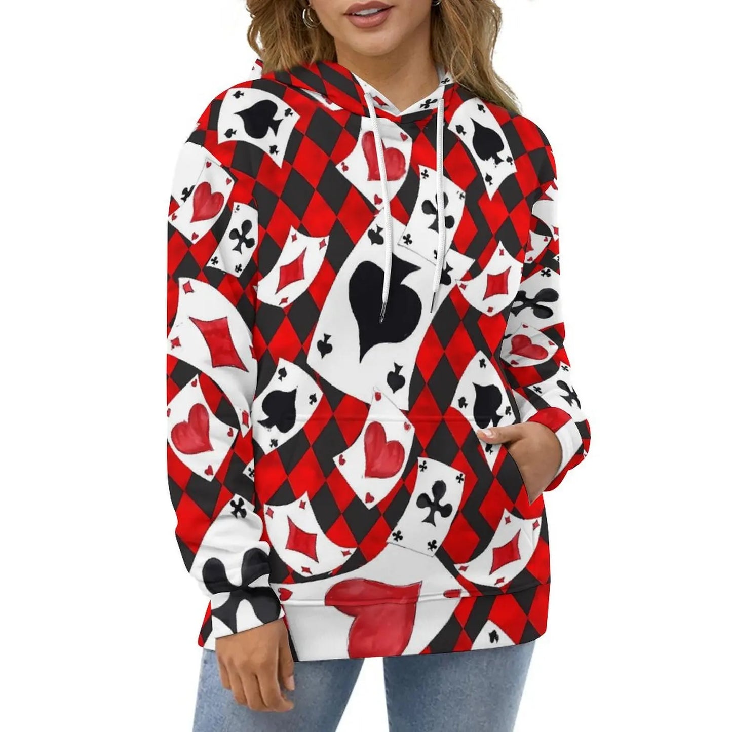 Poker Cards Suits Hoodies Playing Card Street Style Casual Hoodie Long Sleeve Aesthetic Graphic Sweatshirts Birthday Gift