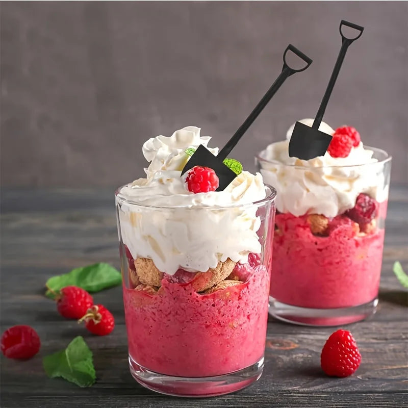 Disposable Plastic Dessert Shovel Spoons &mdash; Vintage Cake, Ice Cream &amp; Yogurt Spoons (50/100 Pcs) — view 3 of dining & tableware