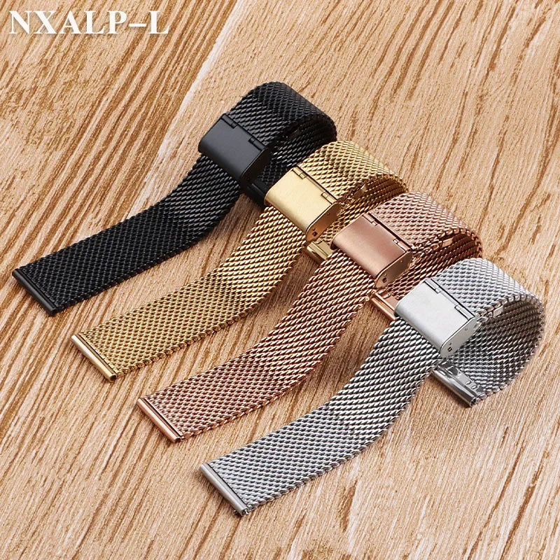 Milanese Mesh Loop Stainless Steel Watch Band — 18/20/22mm Magnetic Quick-Release Strap — view 3 of watch straps
