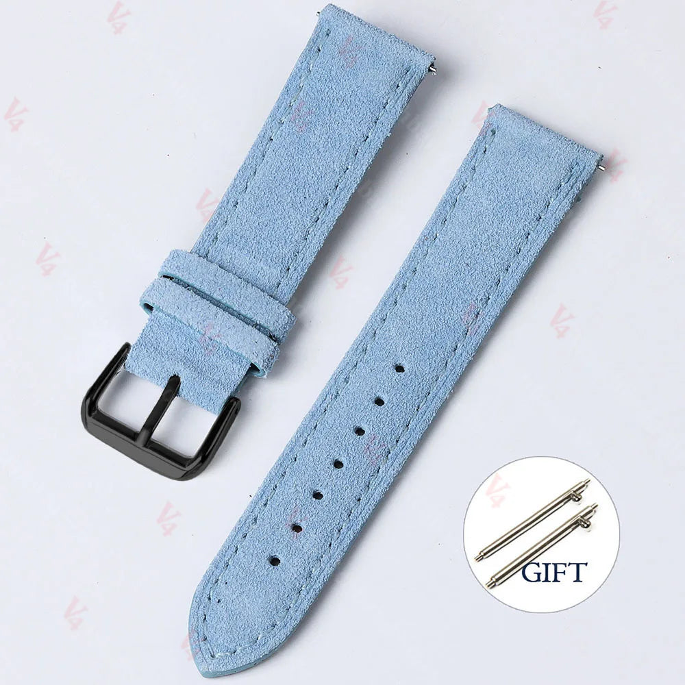Vintage Suede Cowhide Watch Strap — 18mm 19mm 20mm 22mm Handmade Leather Band — view 12 of watch straps
