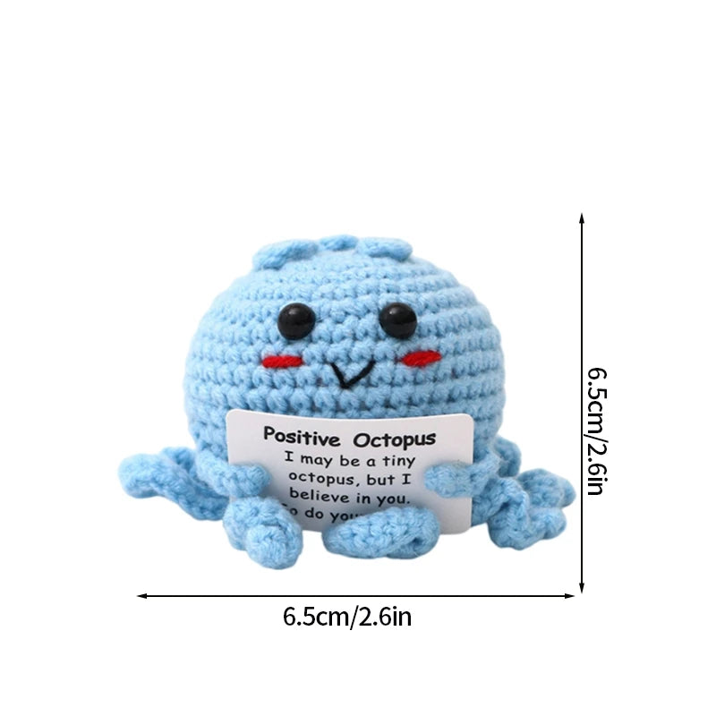 Home Decor Hand-Woven Crochet Ornament — Funny Vegetable Animal Doll with Hugging Card, Positive Energy Desk Accent & Gift
